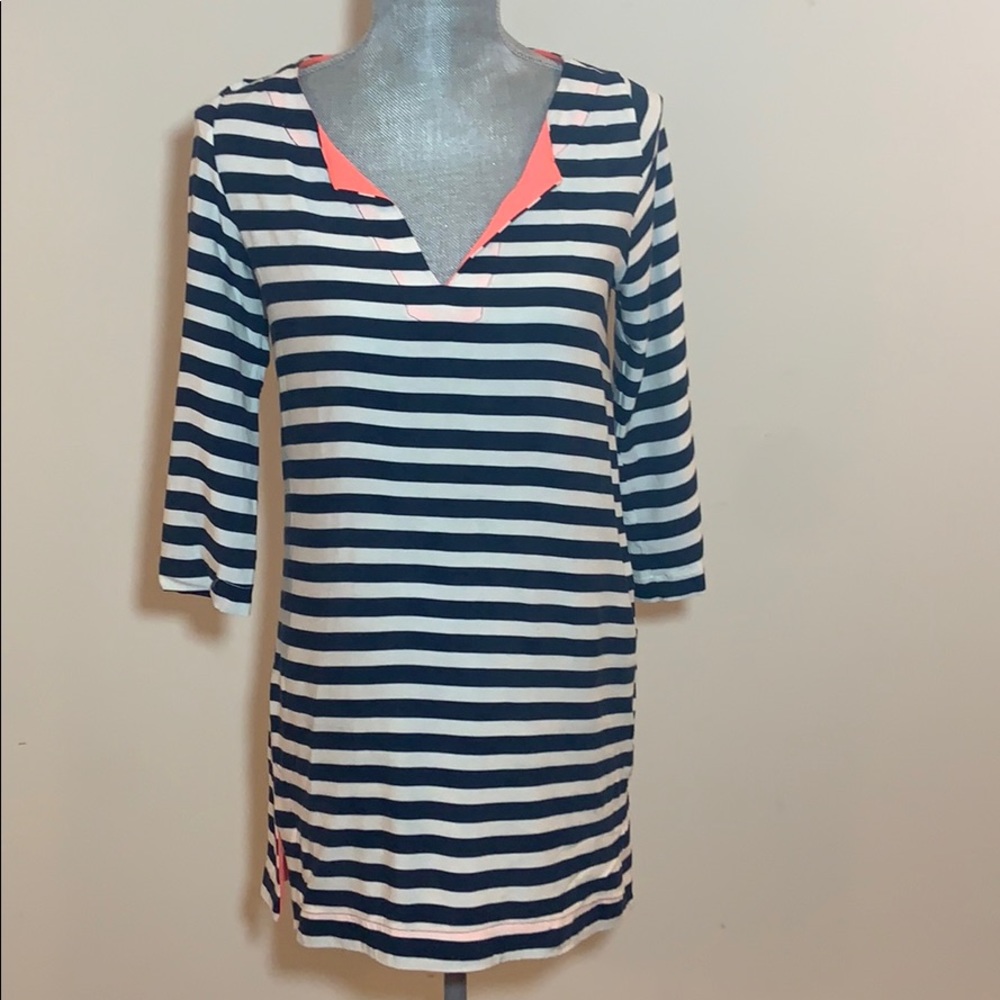 Elle lauri navy and white striped dress